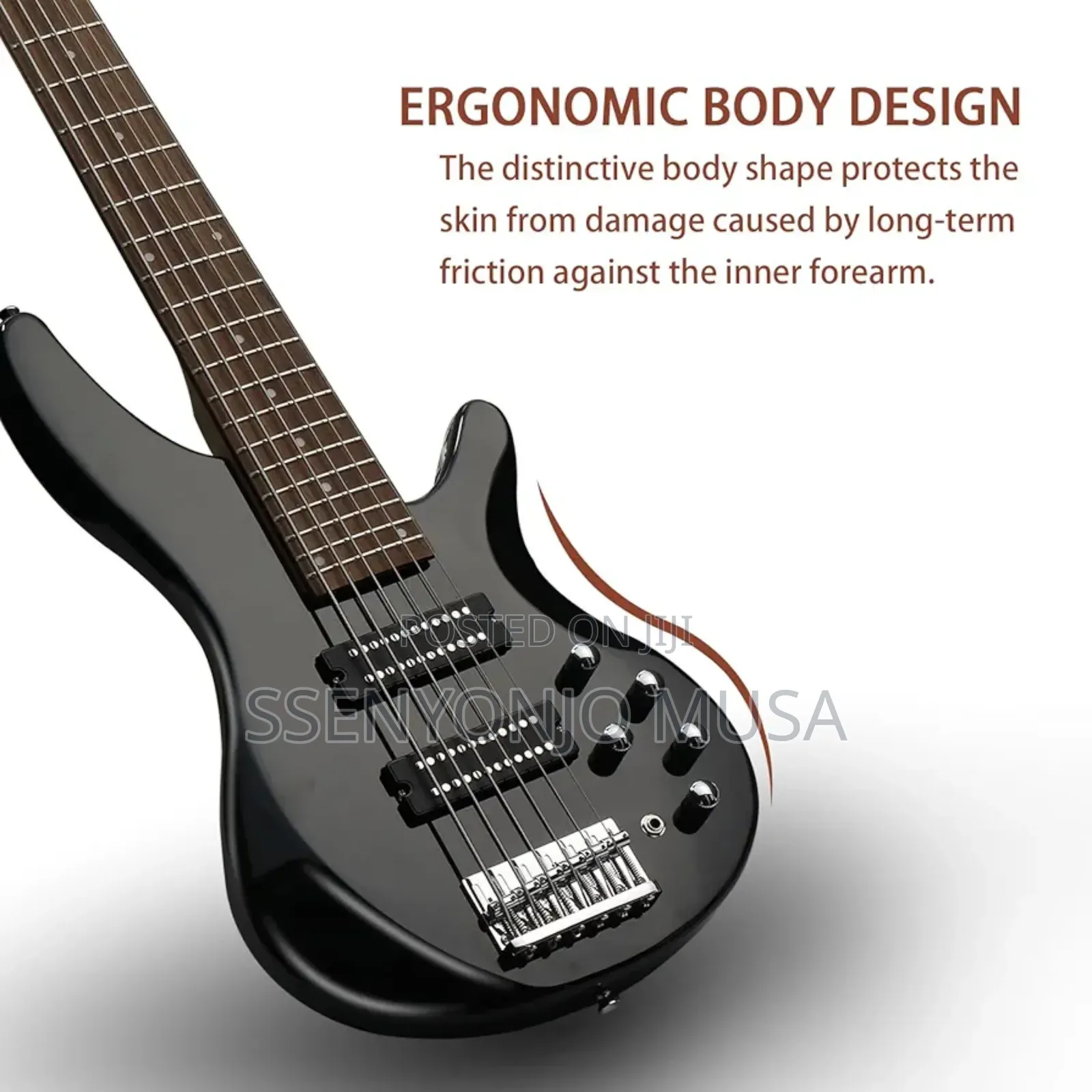 Electric Bass Guitar - 6-String With Professional Hh Pickup