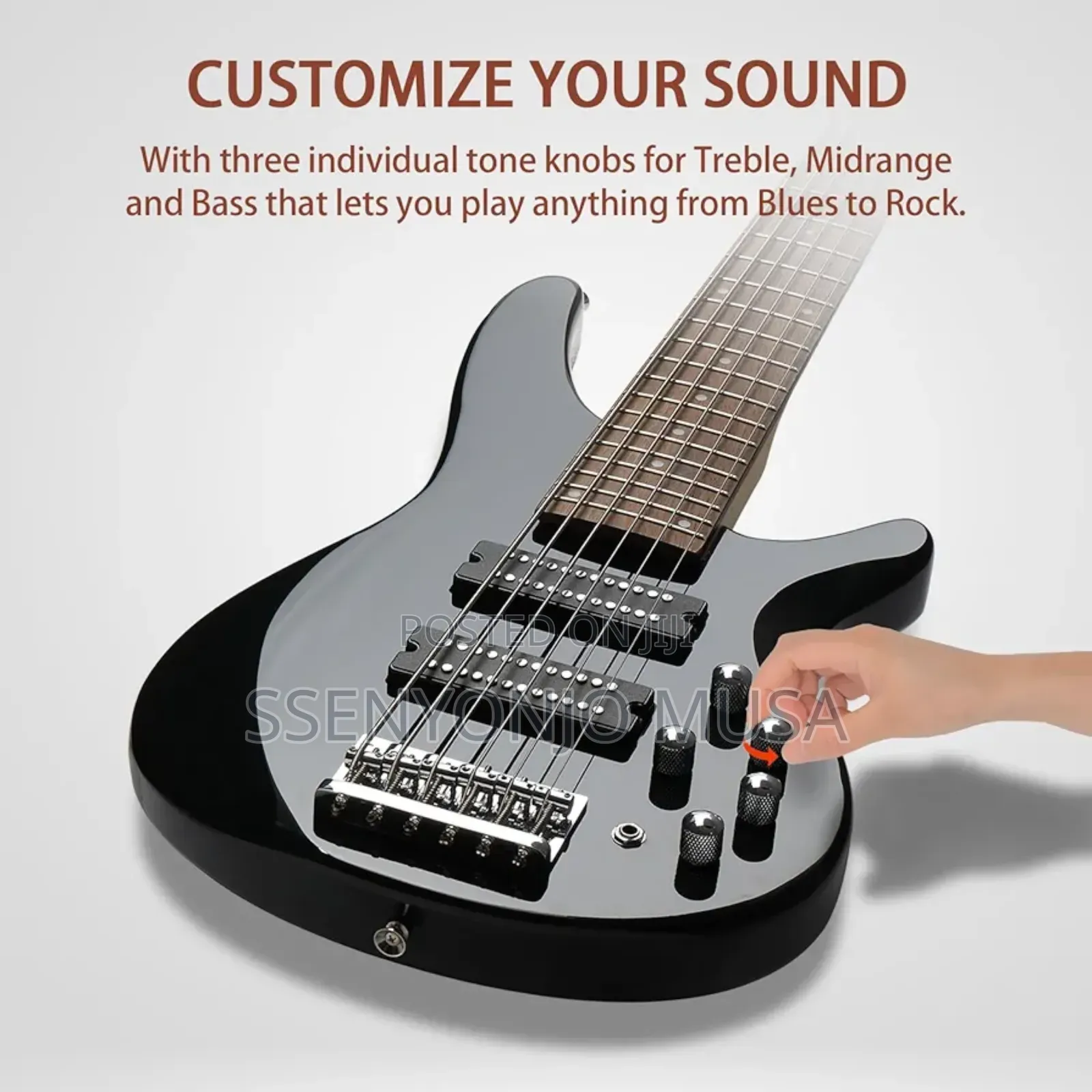 Electric Bass Guitar - 6-String With Professional Hh Pickup