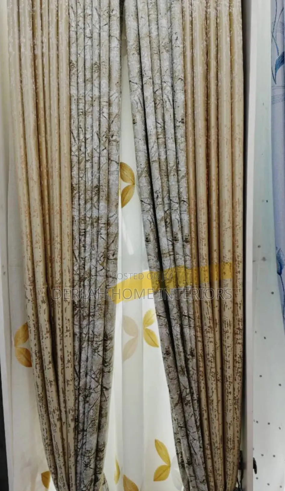 Beigh/Cream and Brown Curtains.