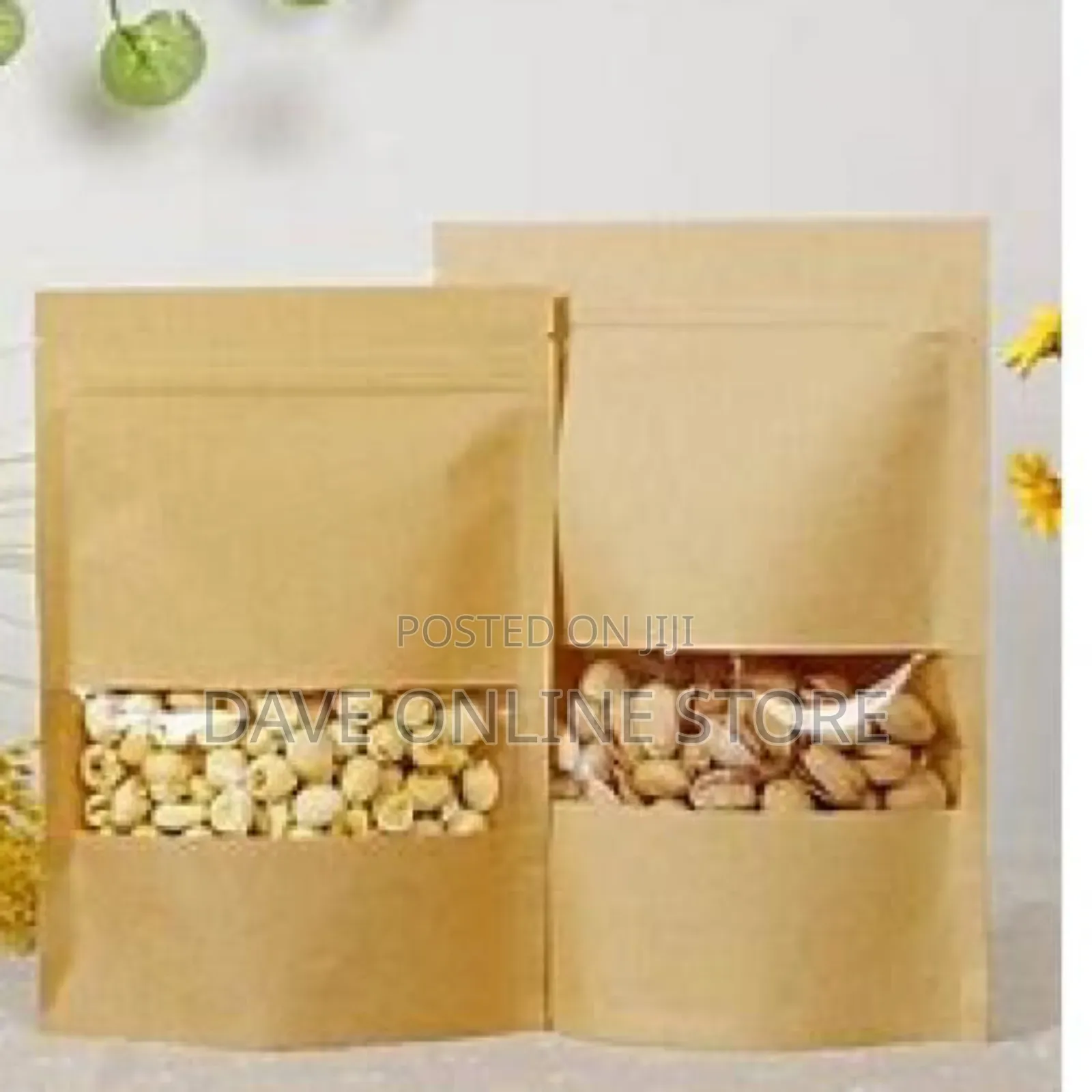 50 Pieces Brown Kraft Paper Ziplock Packaging Pouch