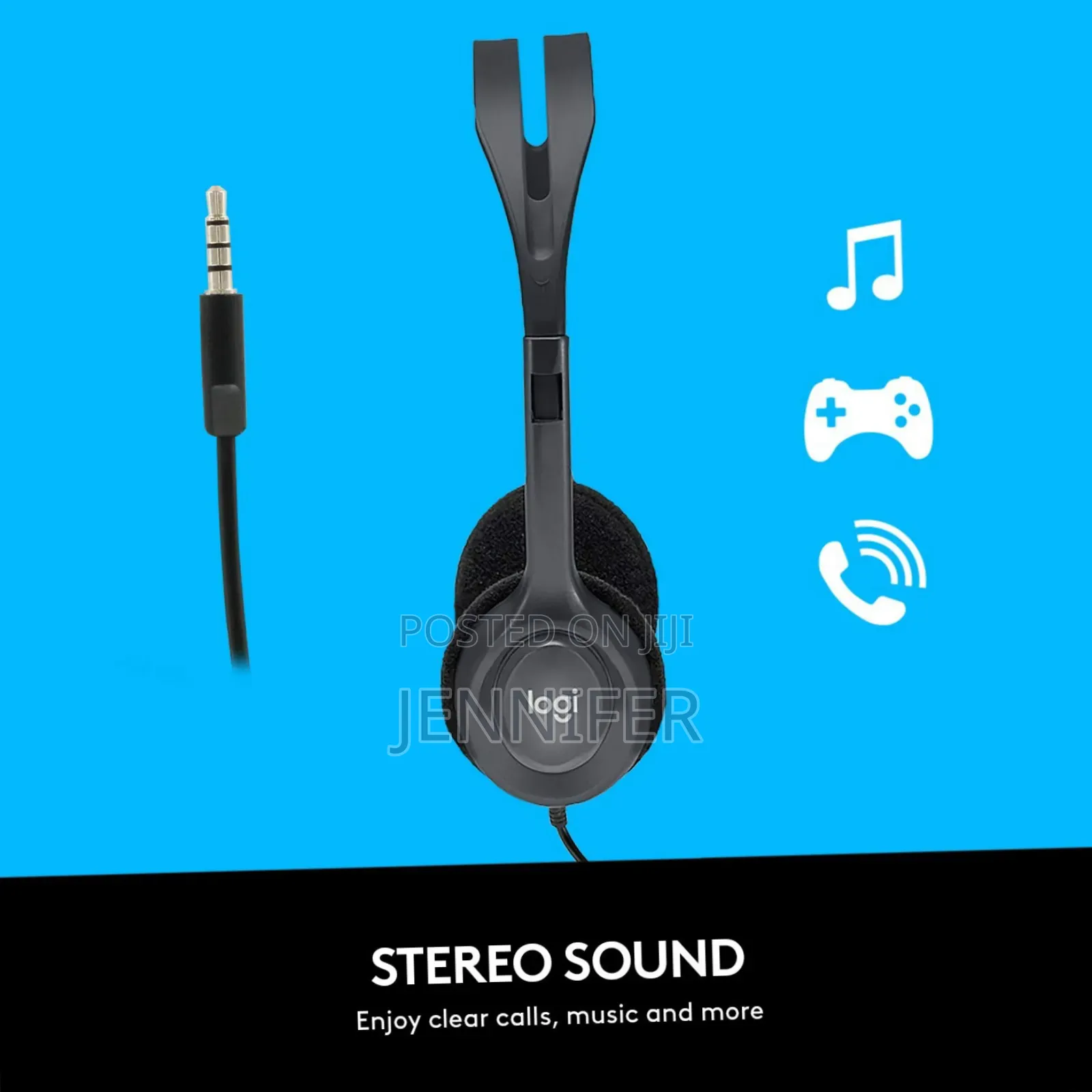 Logitech H111 Wired on Ear Headphones With Mic Black