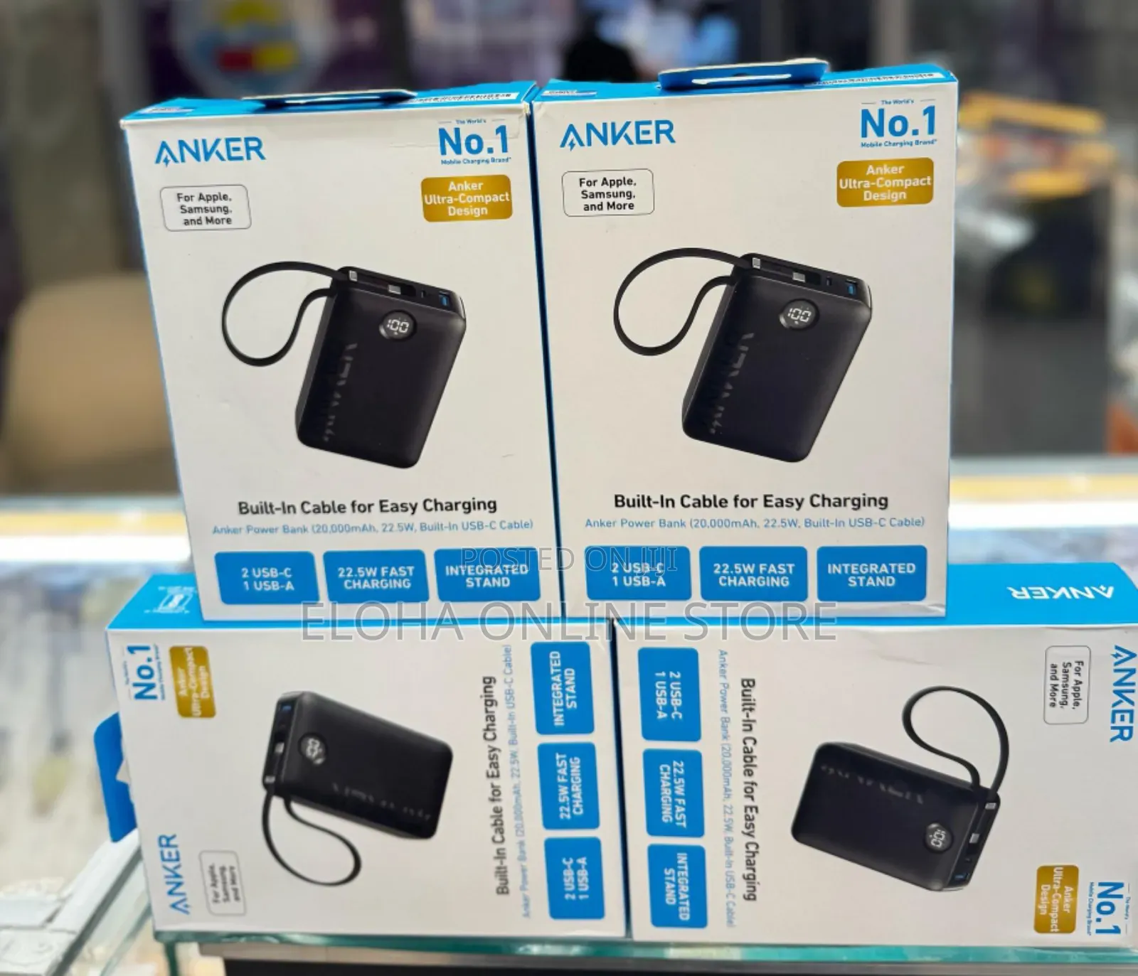 Brand New Anker 20,000mah Built in Cable 22.5w