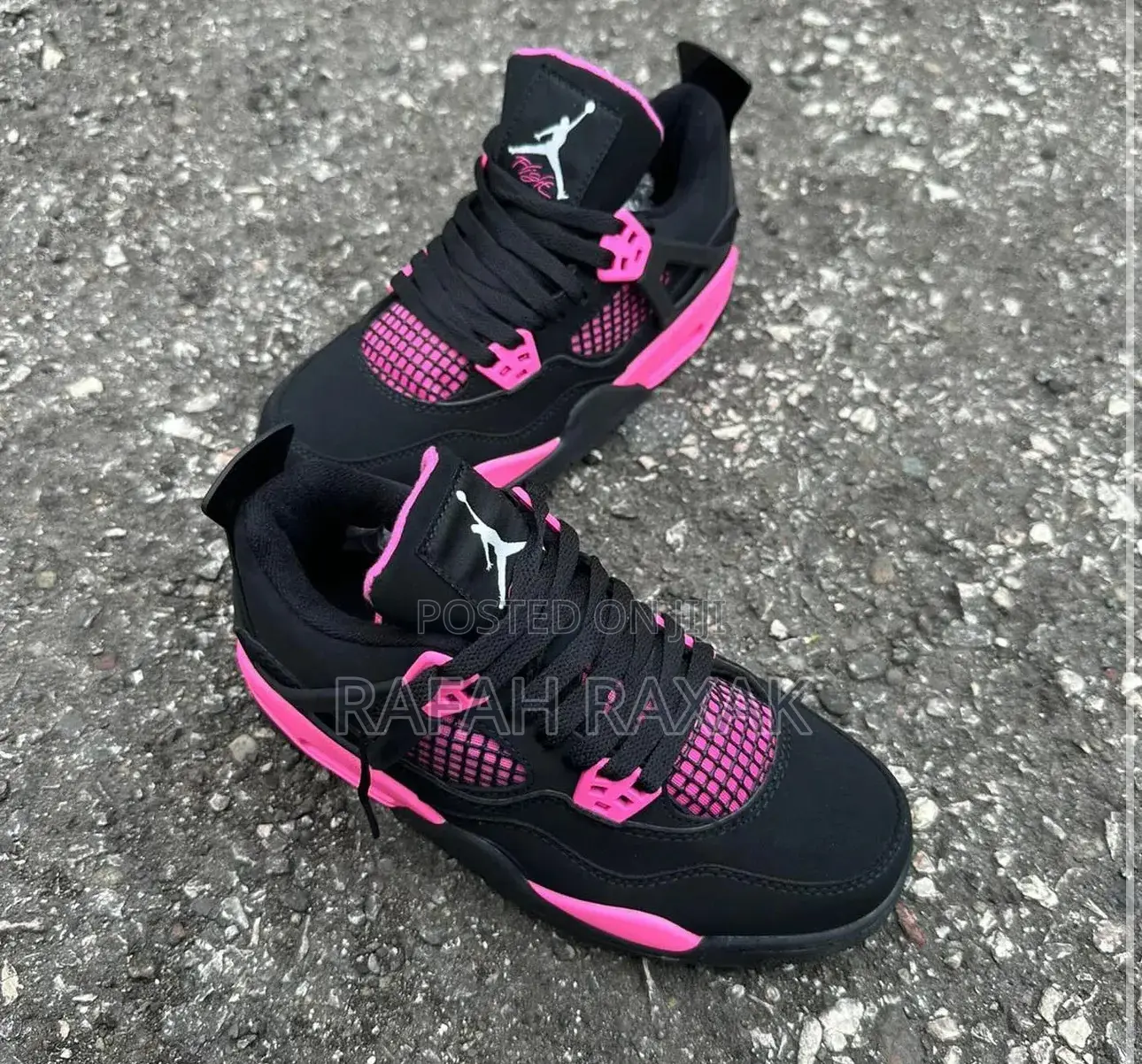 Original Unisex Black/Pink Nike Air Jordan 4 Retro Sneakers