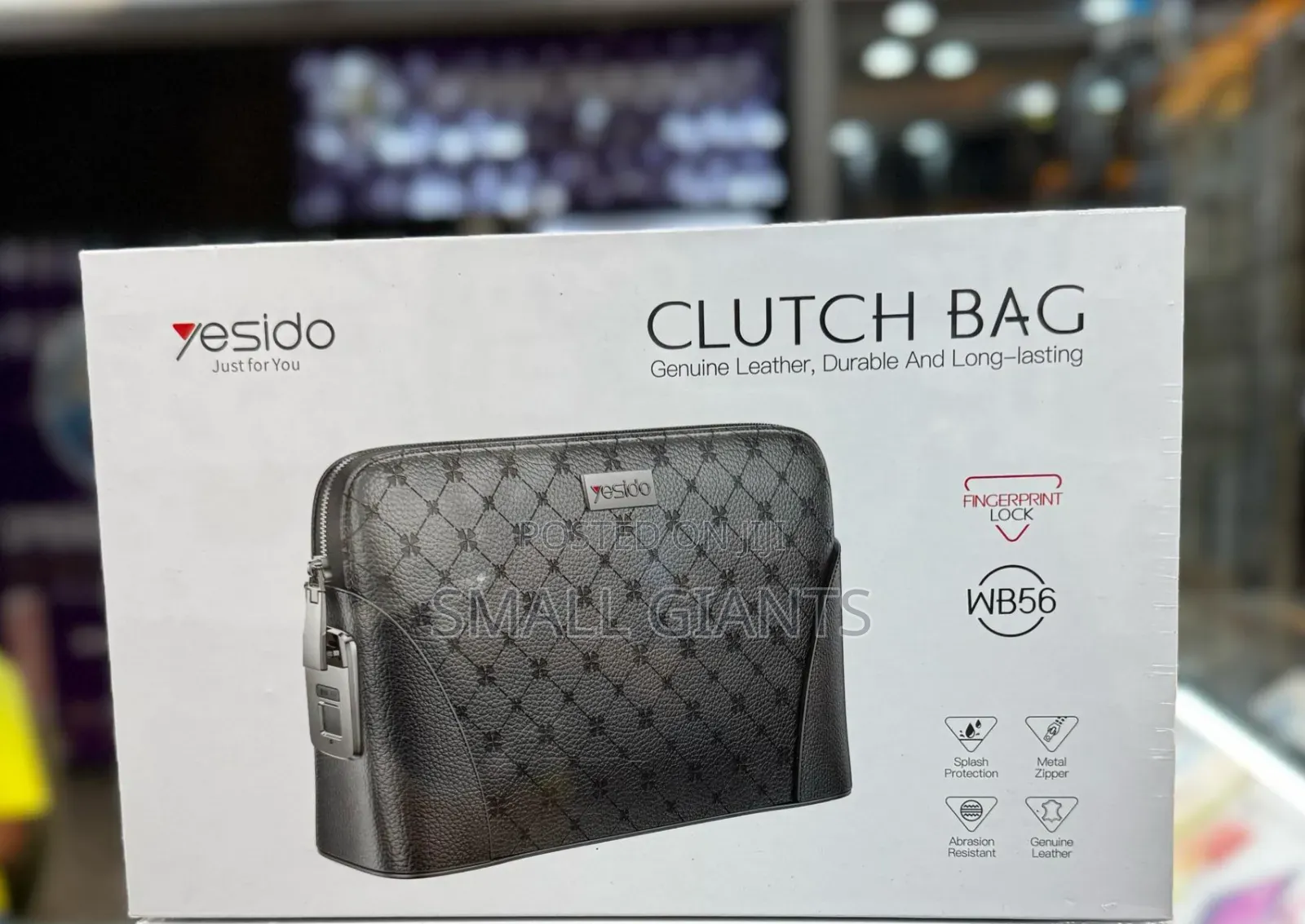 Yesido Fingerprint Lock Leather Clutch Bag