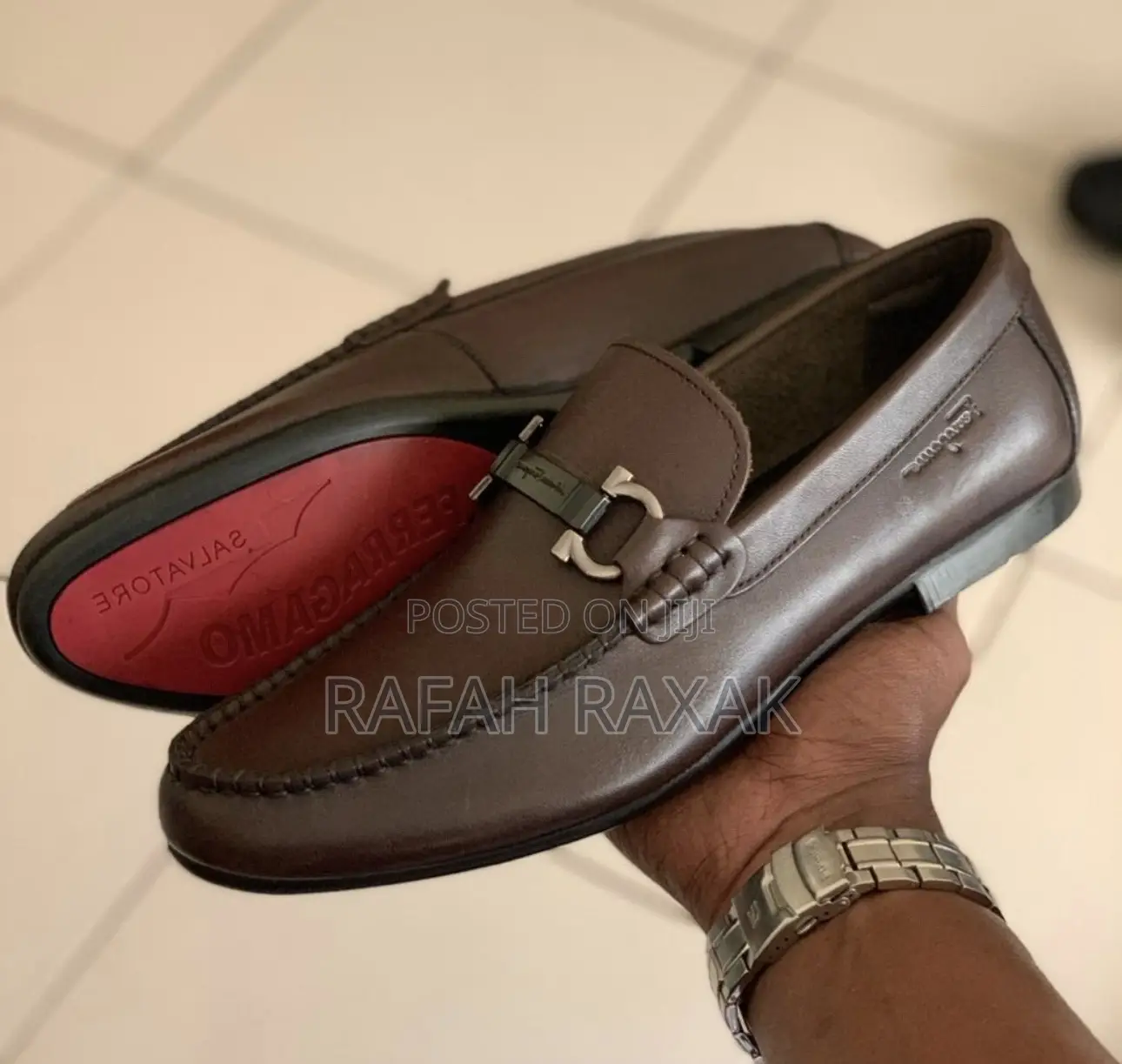 Original Dark Tan Salvatore Ferragamo Leather Loafers