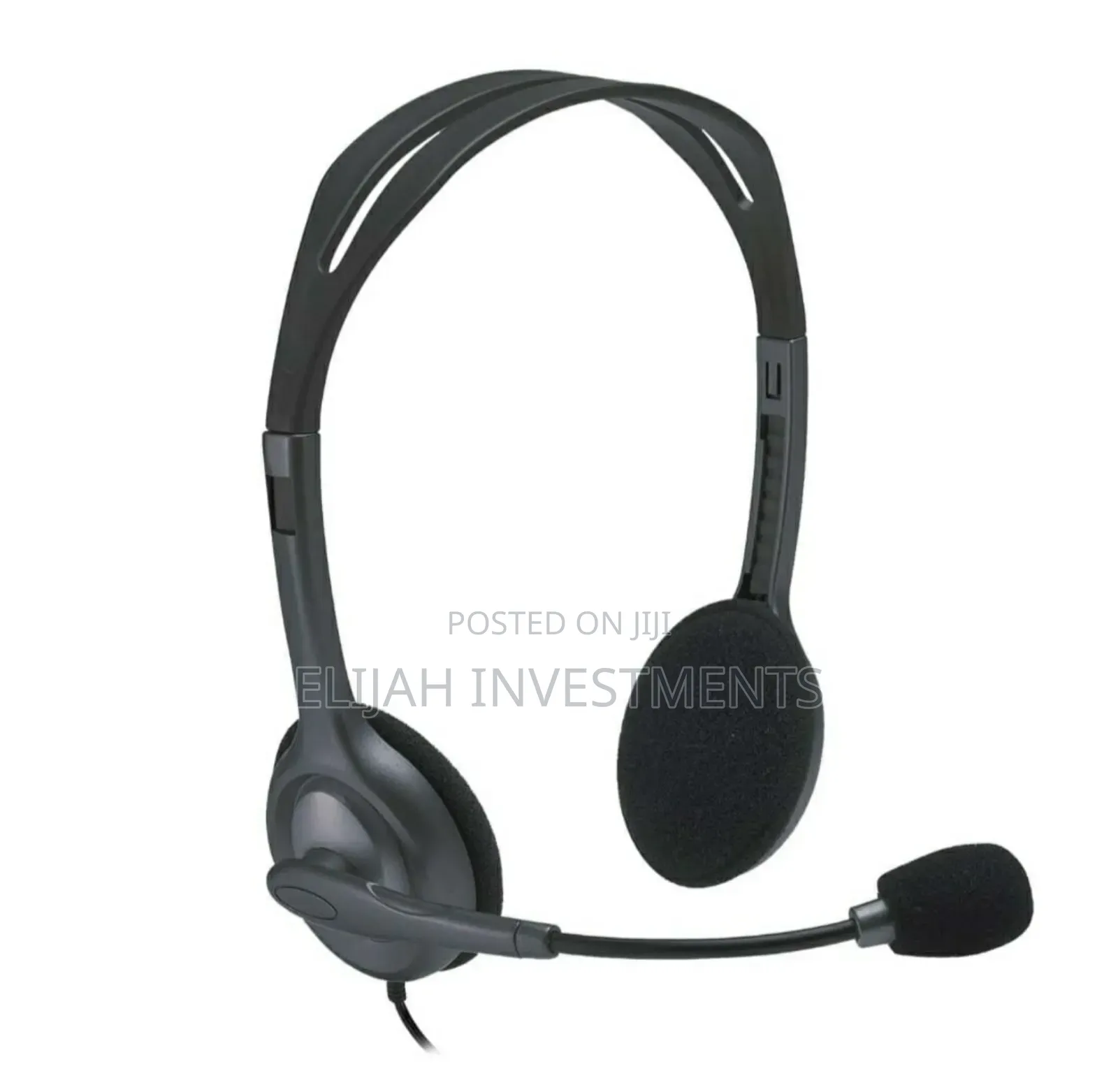 Black Logitech H111 Wired on Ear Headphones With Mic