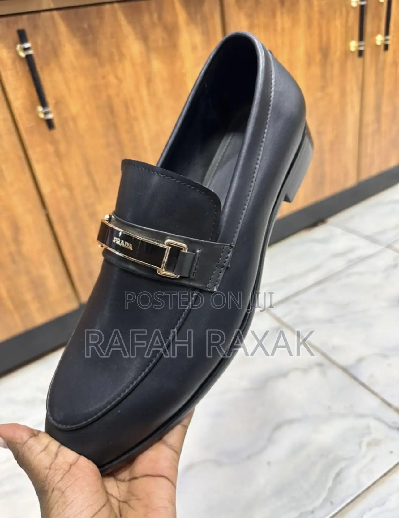 Original Black Men’S Designer Prada Leather Loafers