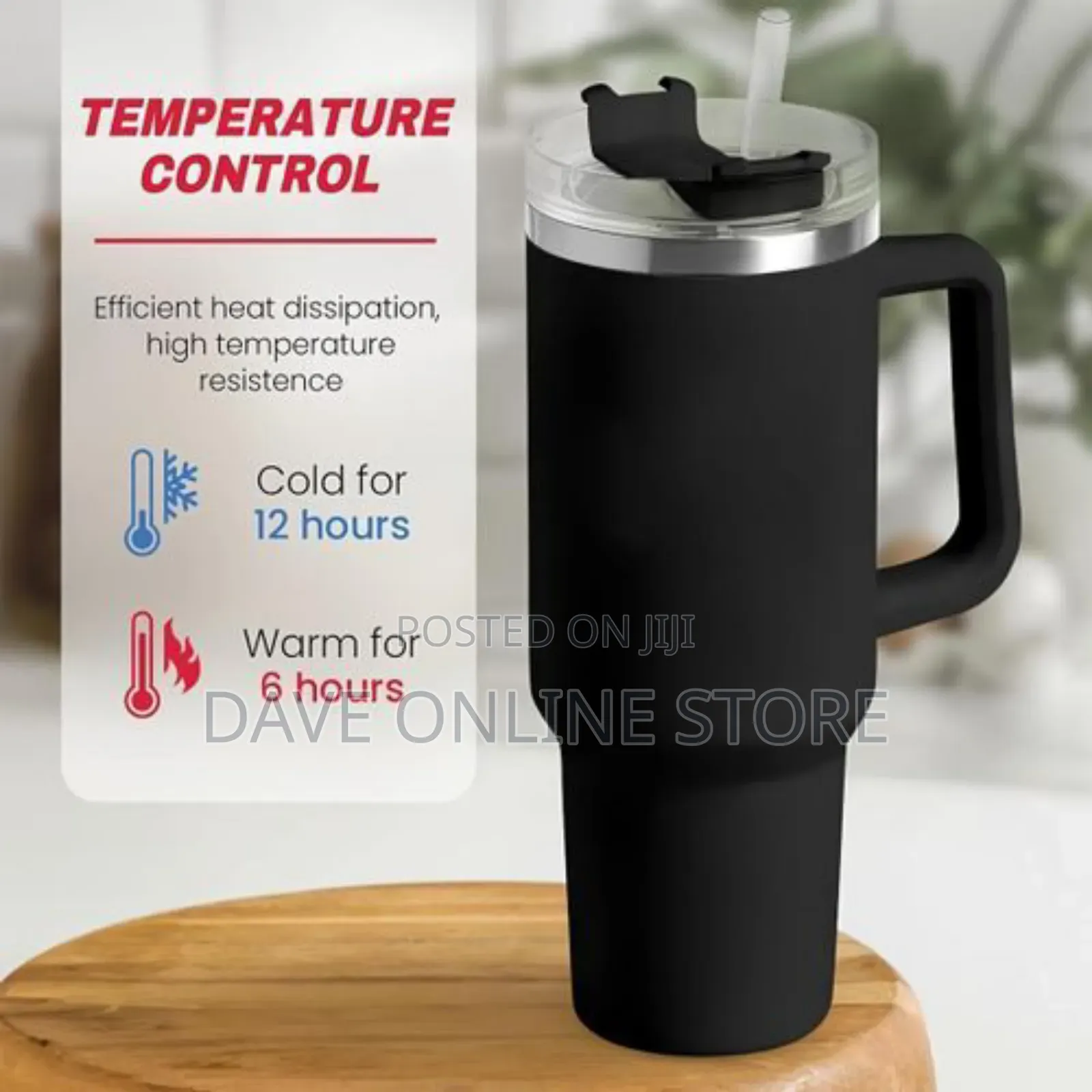 40 Oz Vacuum Coffee Mug With Straw Lids and Free Straw Brush