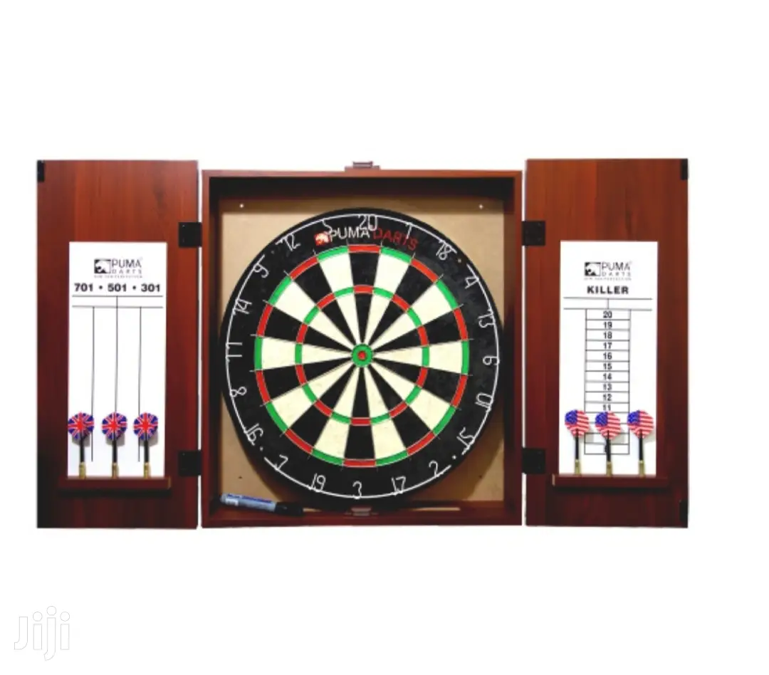 Original Puma Darts Stadium Bristle Dartboard Cabinet Set