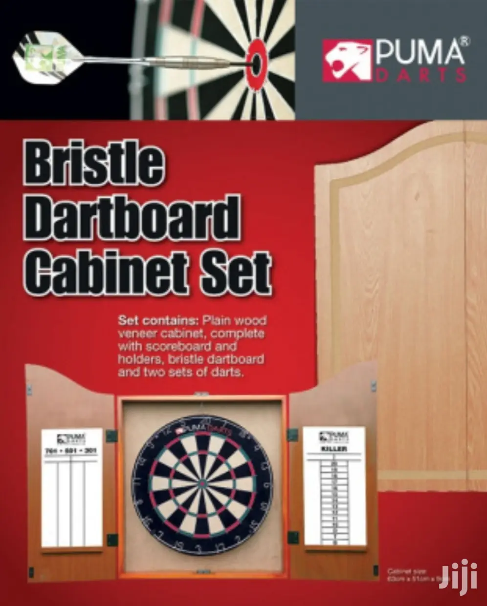 Original Puma Darts Stadium Bristle Dartboard Cabinet Set