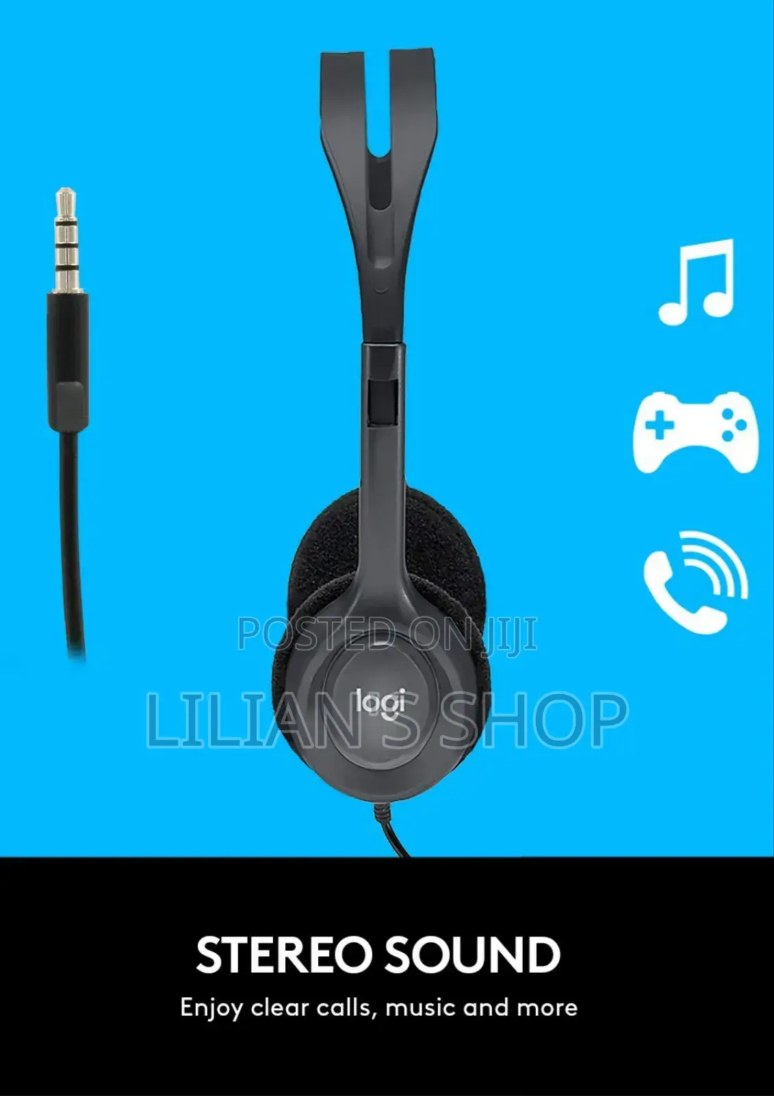 Logitech H111 Wired on Ear Headphones With Mic Black