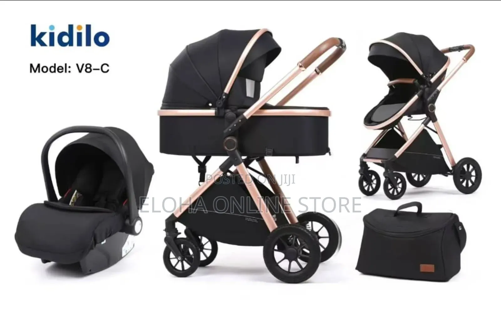 Kidilo Travel System Baby Stroller With Bassinet and Basket