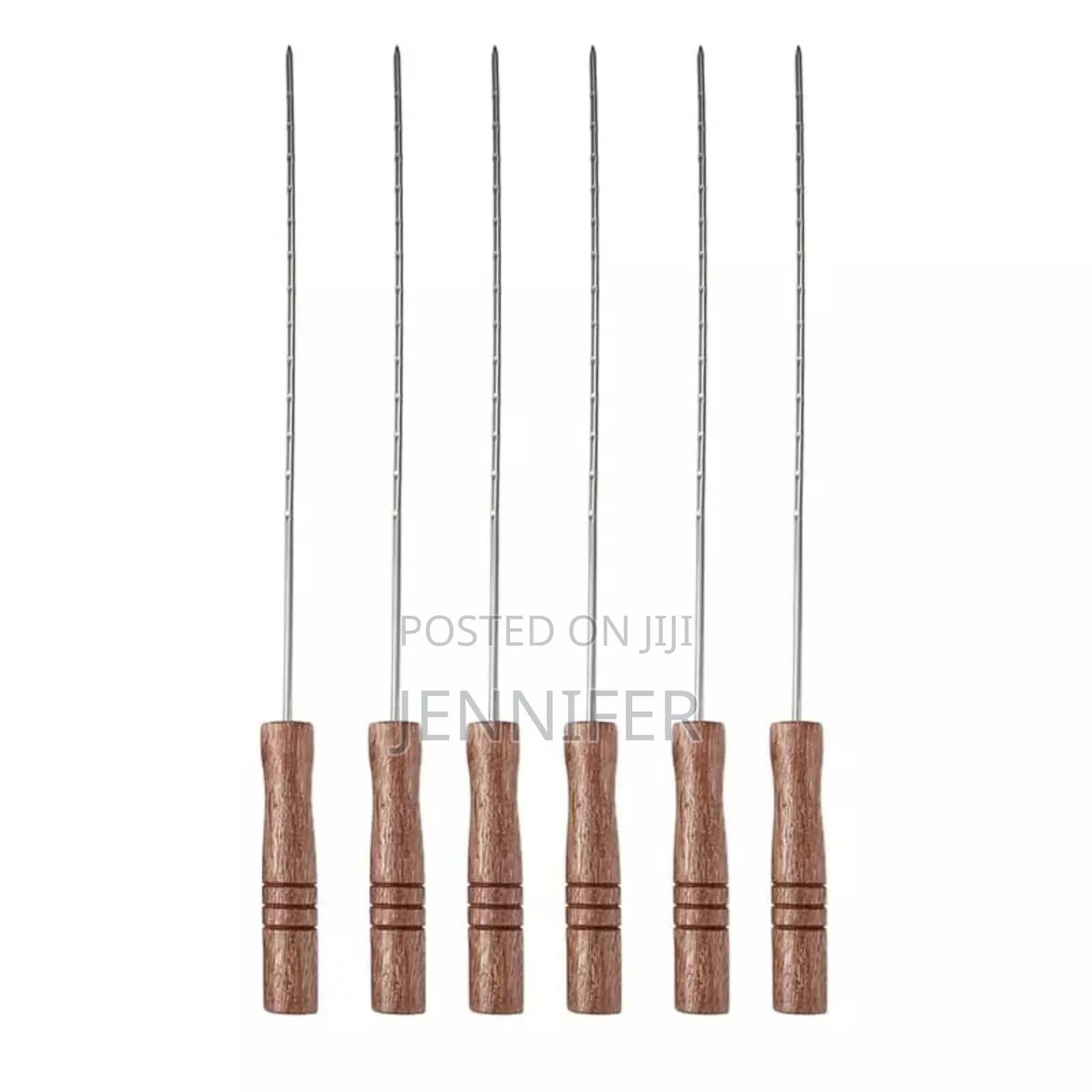 12pcs Metallic BBQ Skewers With Heat Proof Wooden Handles