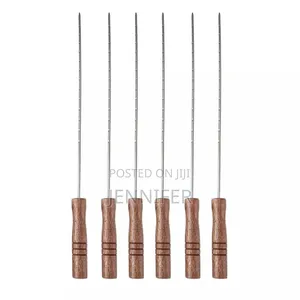 12pcs Metallic BBQ Skewers With Heat Proof Wooden Handles