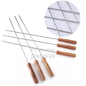 12pcs Metallic BBQ Skewers With Heat Proof Wooden Handles