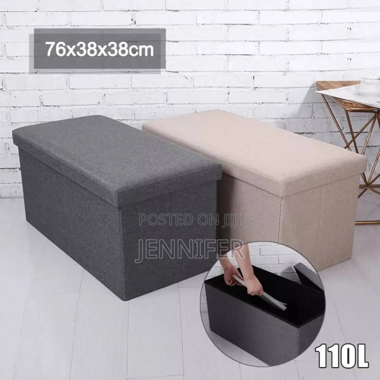 Foldable Stool Ottomans Storage Unit