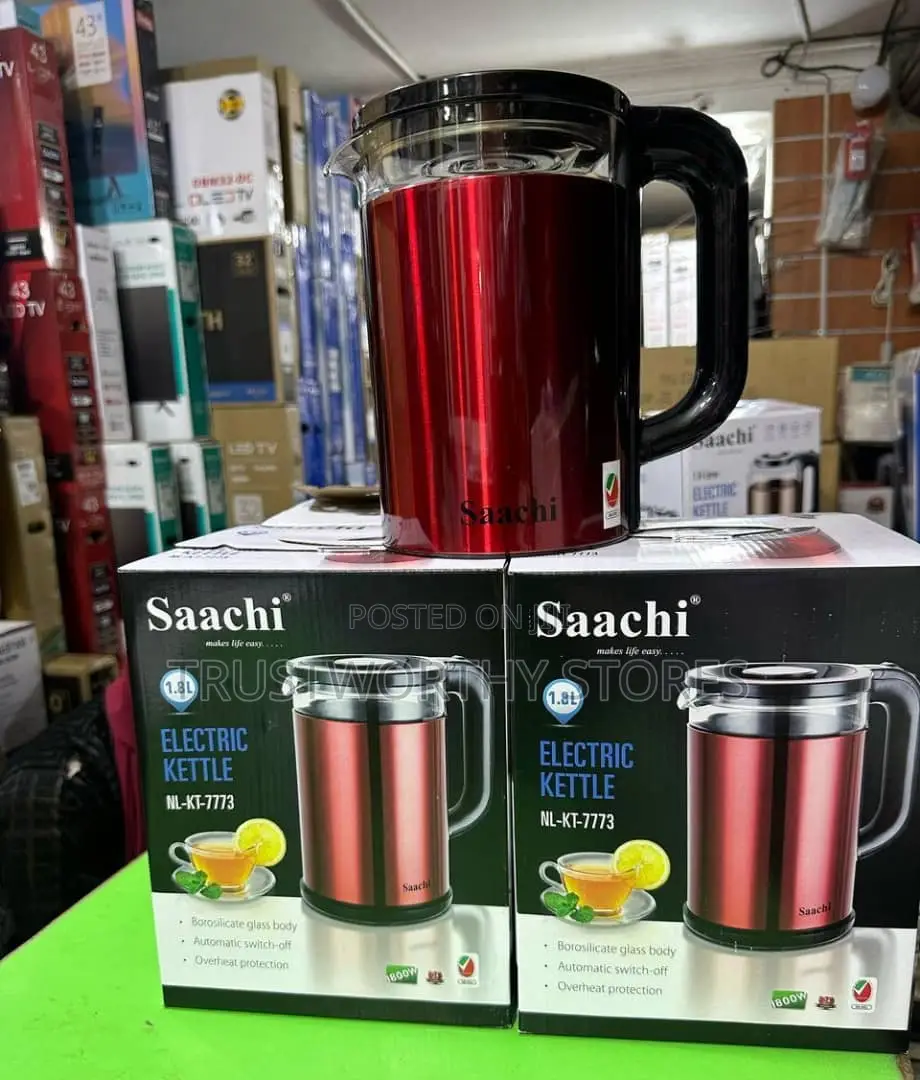 2.8l Electric Kettle - Maroon Borosilicate Glass Body