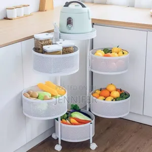 Round Metallic Rolling Vegetables Storage Unit