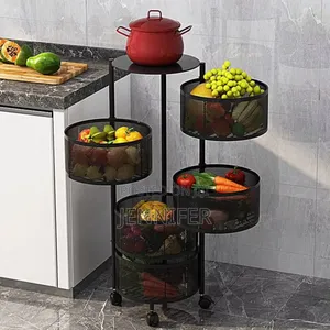 Round Metallic Rolling Vegetables Storage Unit