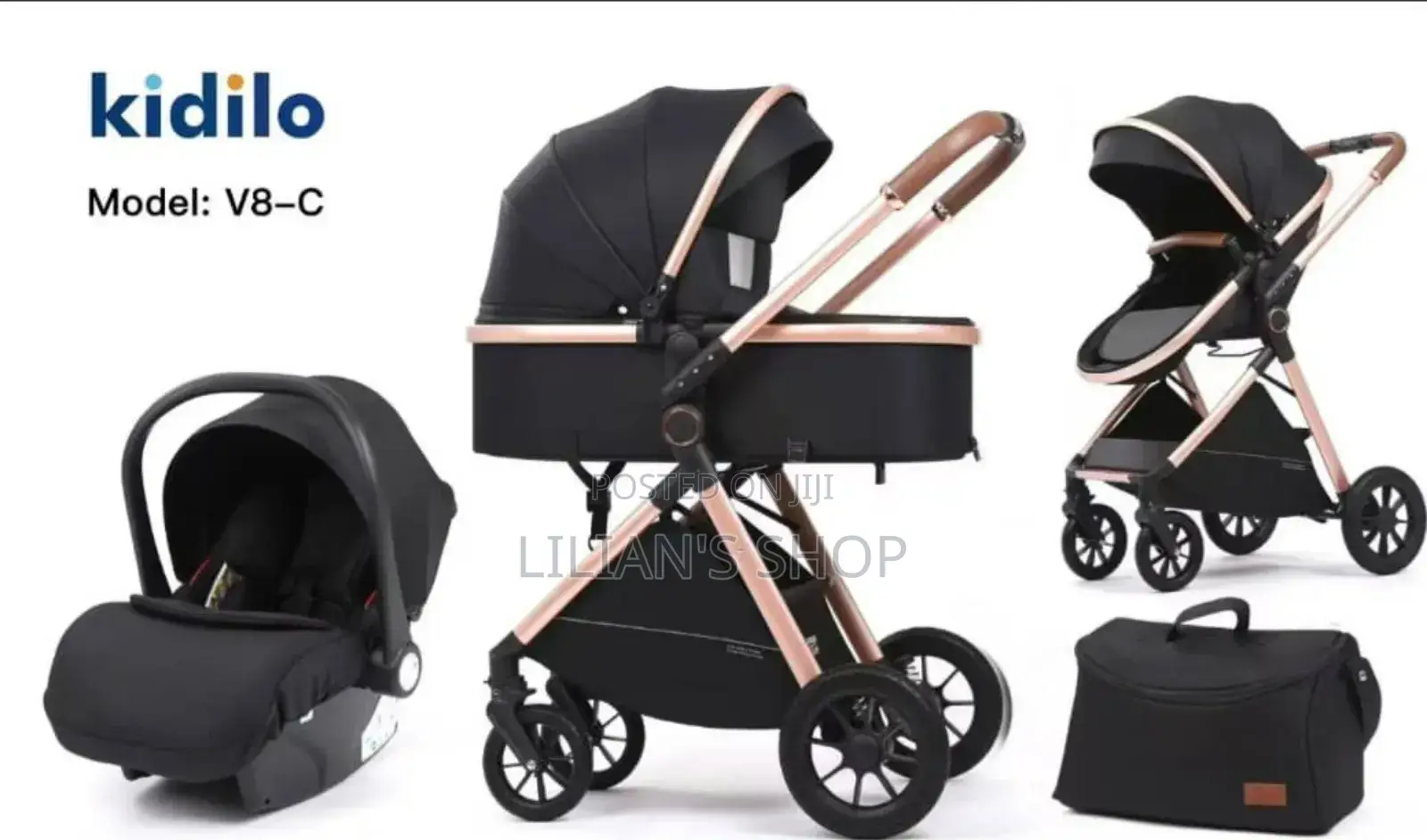 Kidilo Travel System Baby Stroller With Bassinet