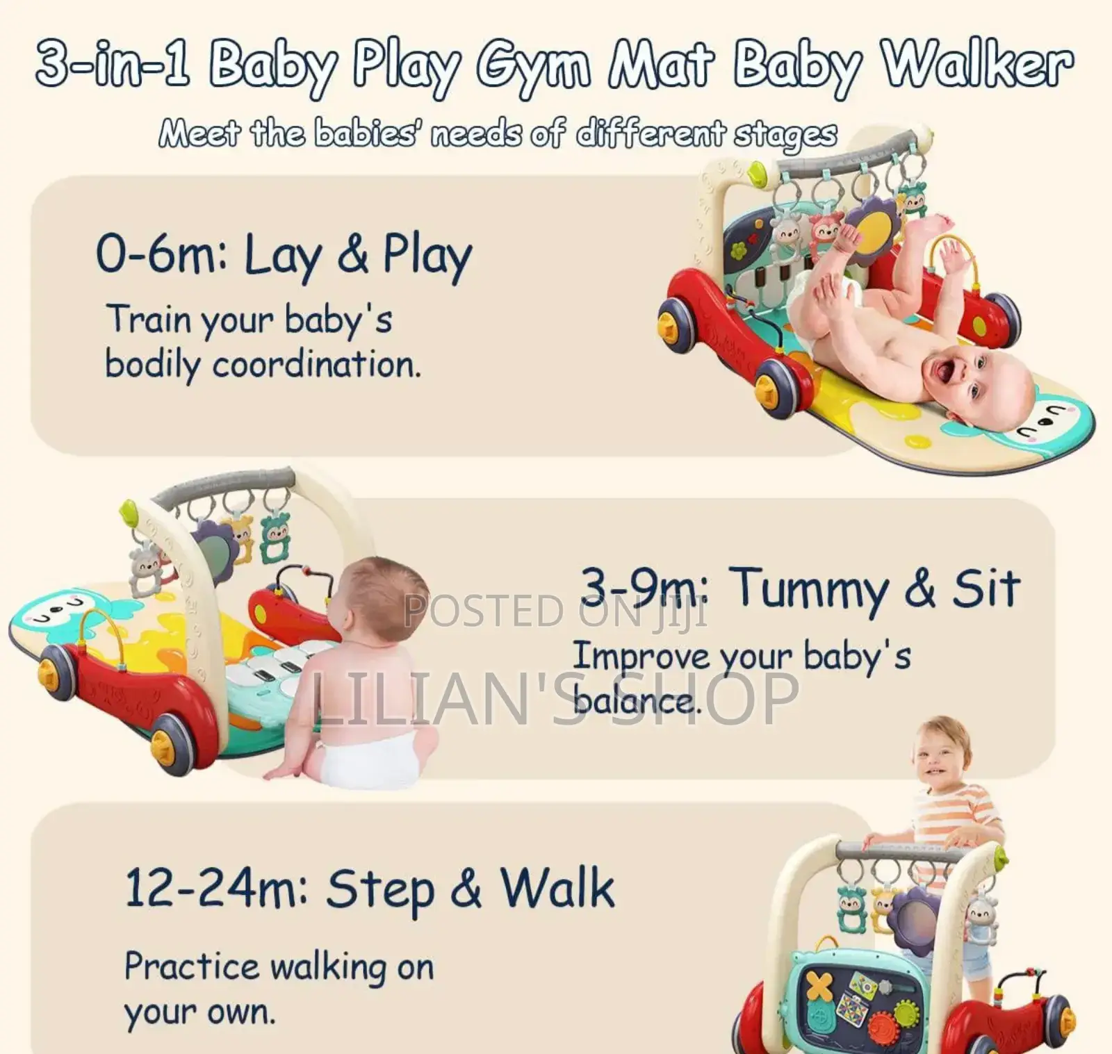 Baby Infant to Toddler Play Gym Mat Walker