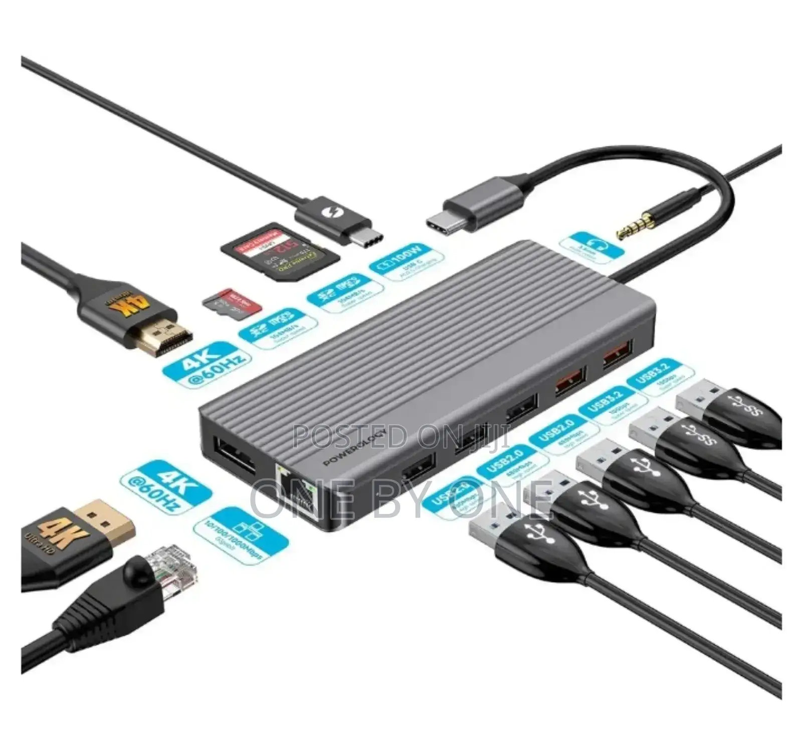 Powerology 12 in 1 Usb-C Hub 100w Dp Ethernet