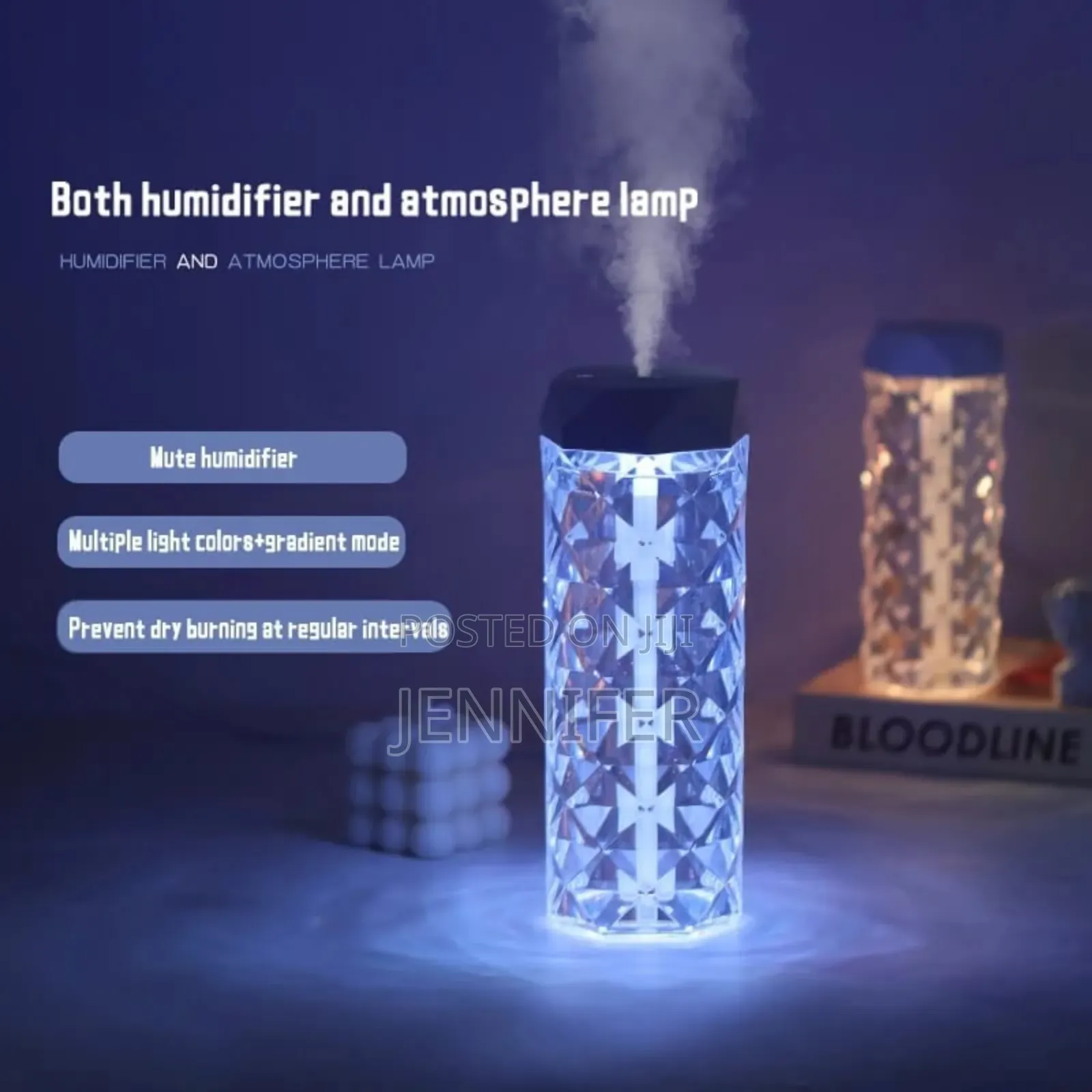 1 Litre Large Crystal Air Humidifier With Ambient Light