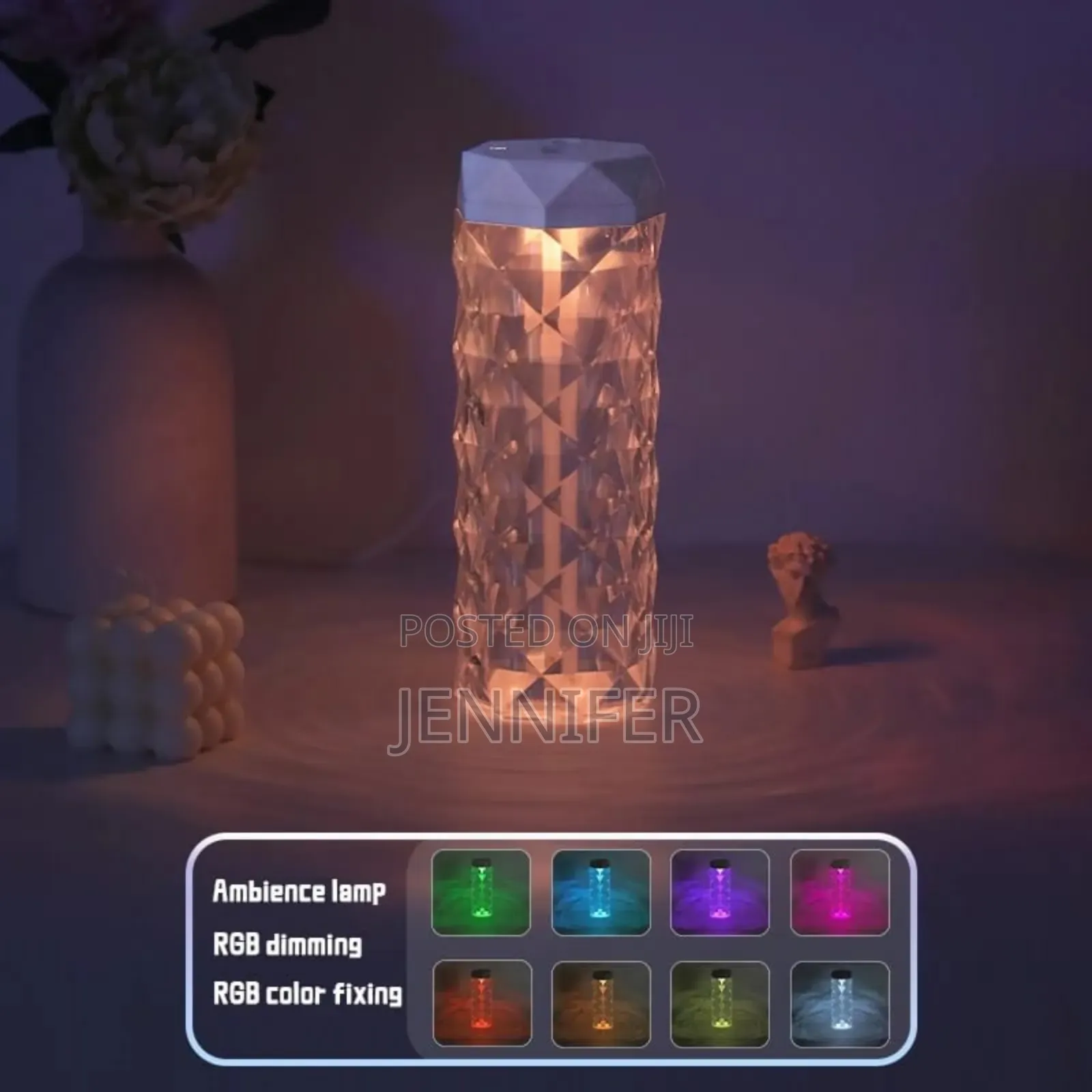 1 Litre Large Crystal Air Humidifier With Ambient Light