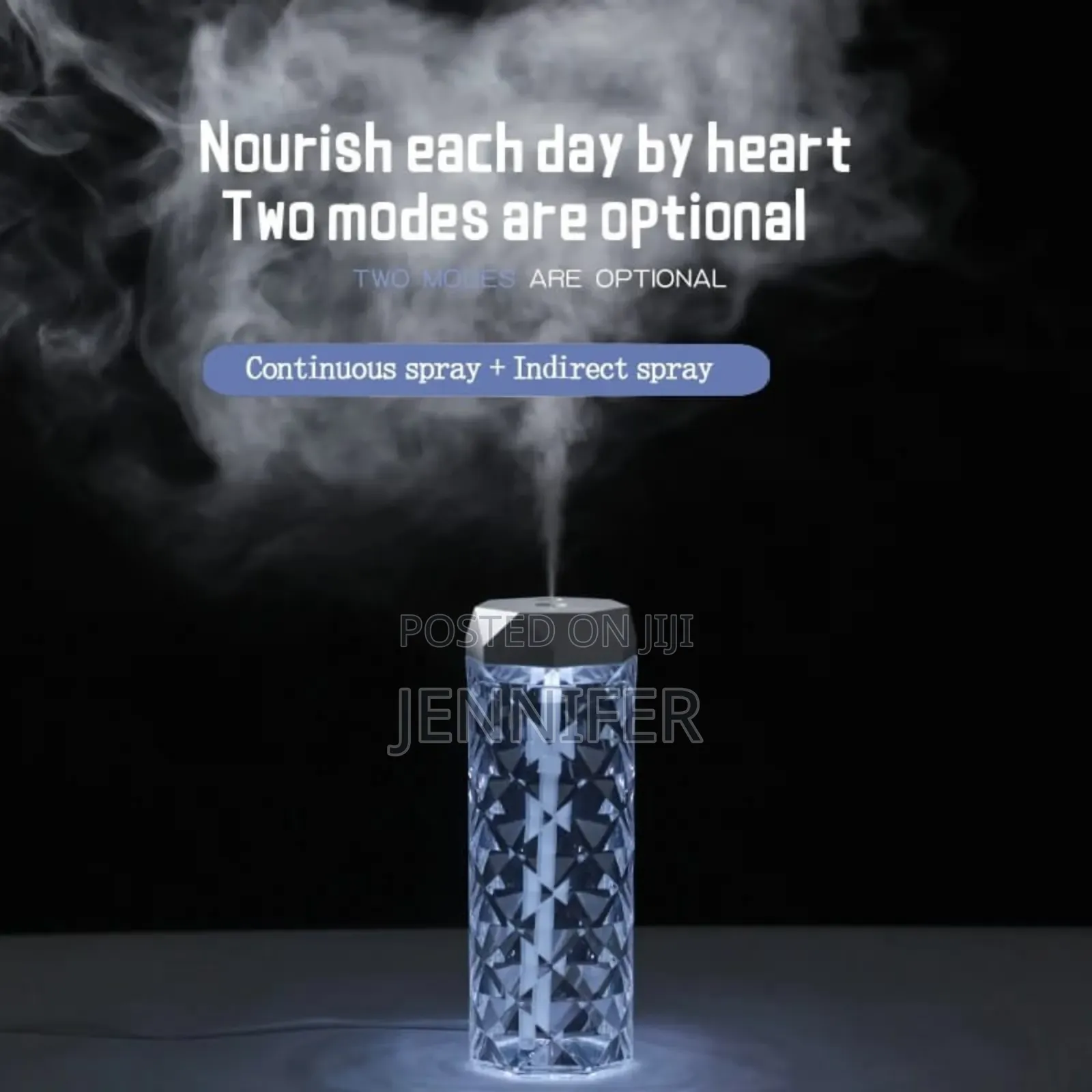 1 Litre Large Crystal Air Humidifier With Ambient Light