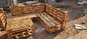 L-Shaped Pallet Chair and a Two Seater With Tables