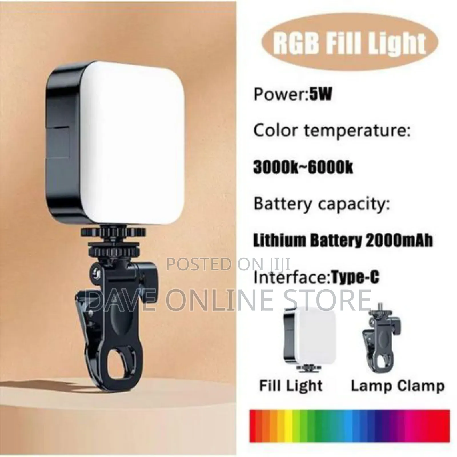 Pocket RGB Portable Led Ring Selfie Adjustable RBG Lamp
