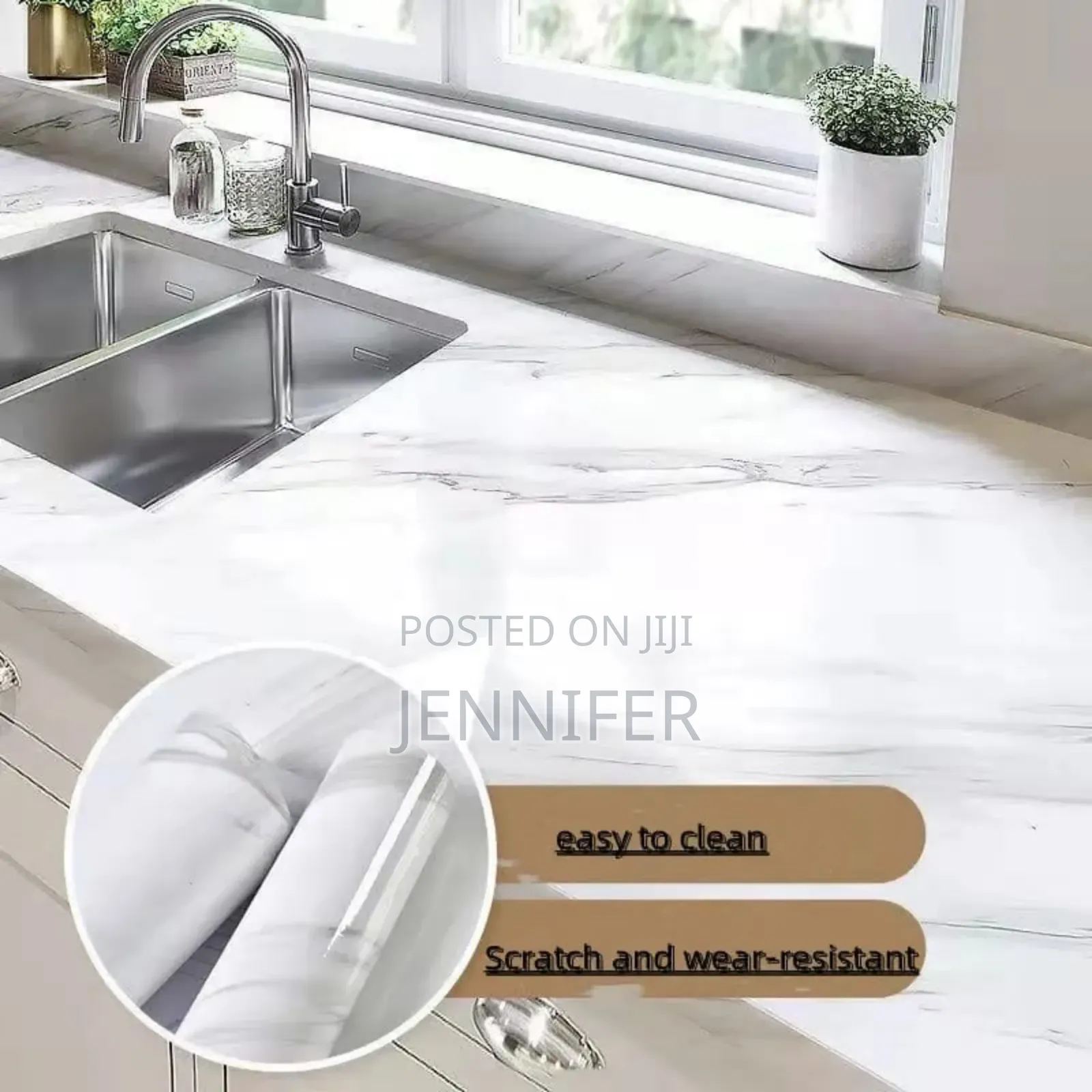 Self-Adhesive Peel Off Marble White 5metres Wallpaper