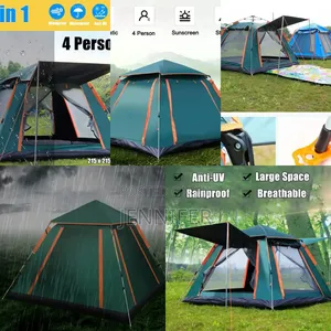 4 People Automatic Pop-Up Hexagonal Camping Tent