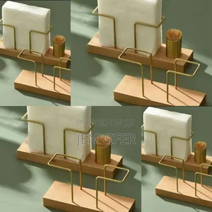 Wooden Metal Napkins Holder With Metal Accents
