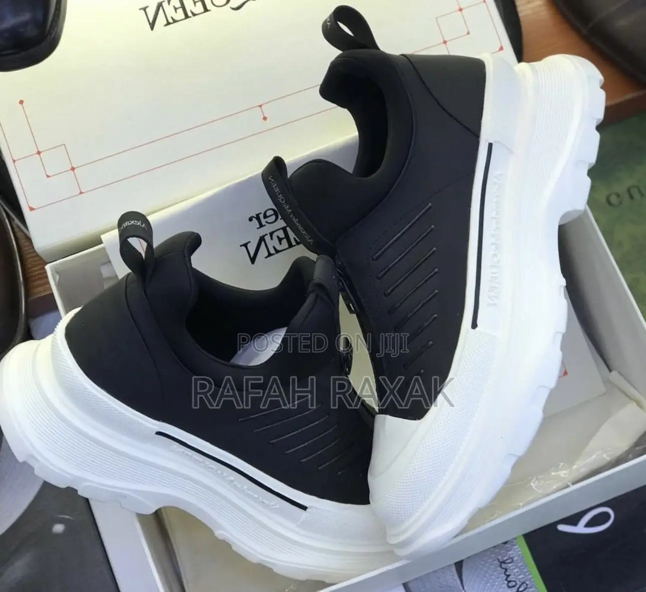 Original Black/White Alexander McQueen Tread Zip Up Sneakers