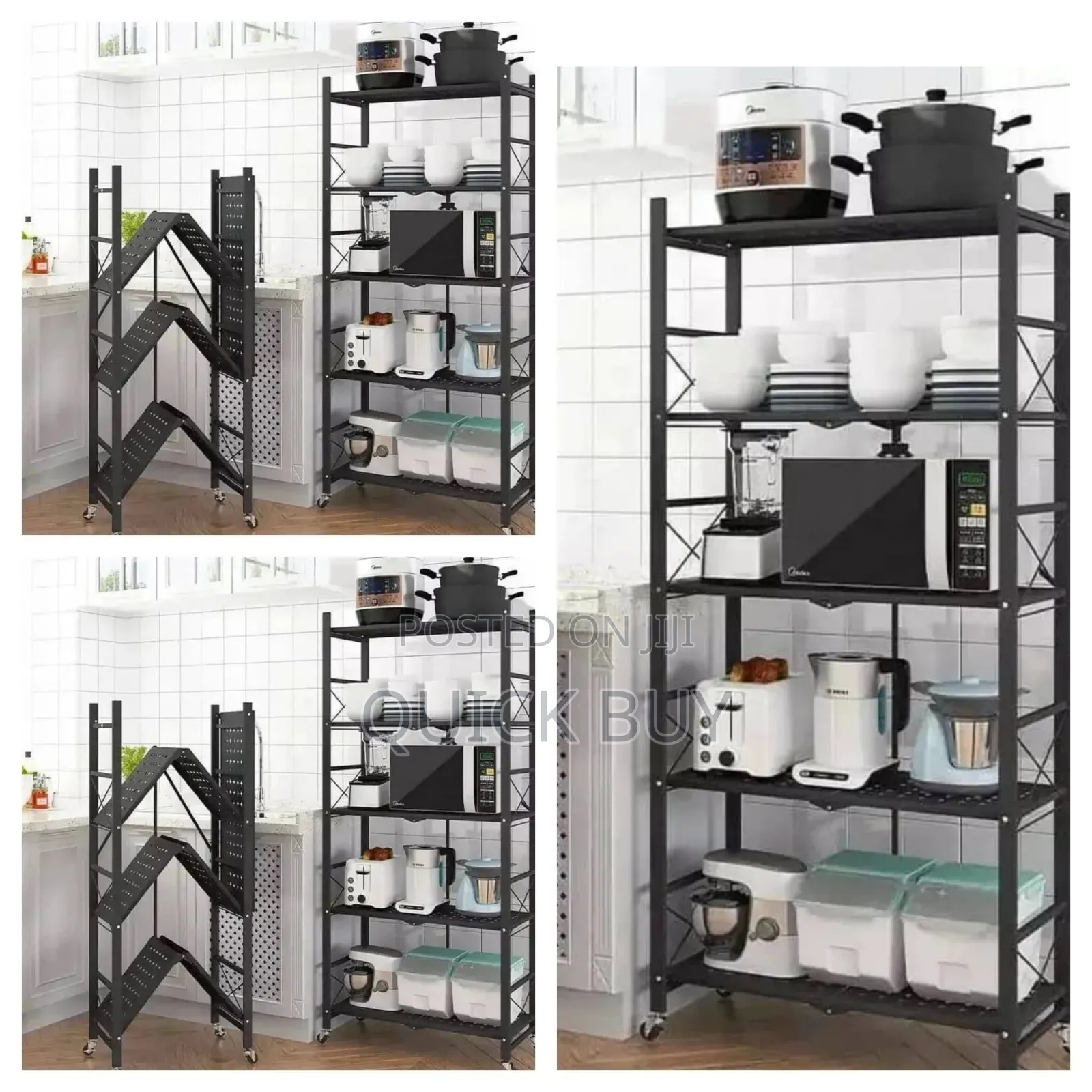 Portable Foldable Kitchen Rack-Black