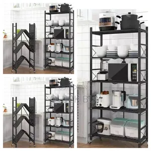Portable Foldable Kitchen Rack-Black