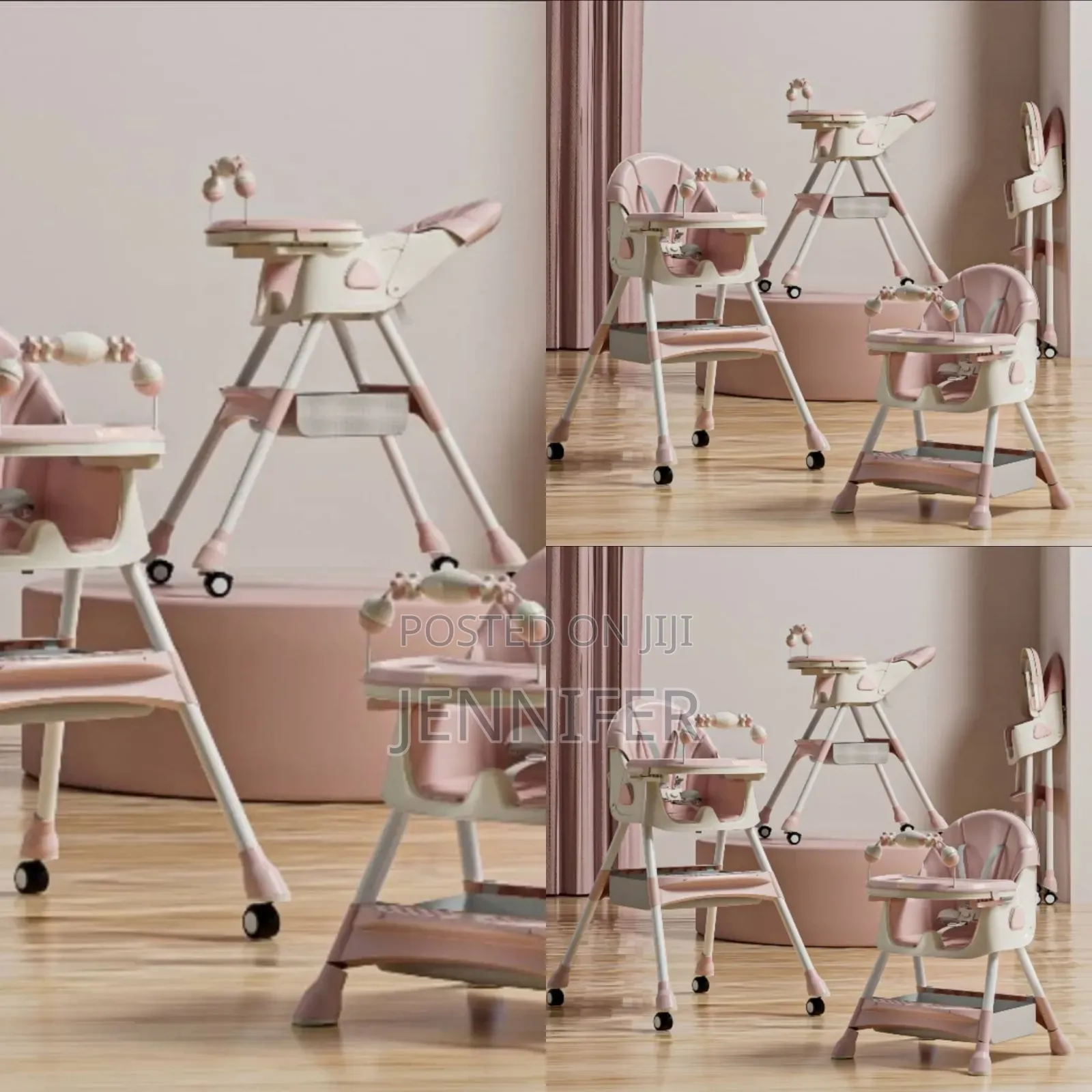 Baby Convertible High Feeding Chair Pink