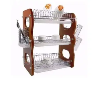 3 Tier Wooden Dish Plate Rack.