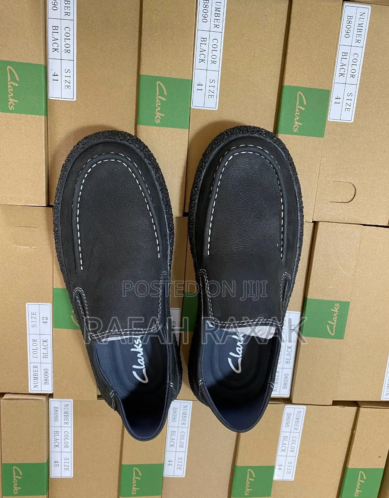 Original Black Clarks Slip on Low Casual Leather Shoes