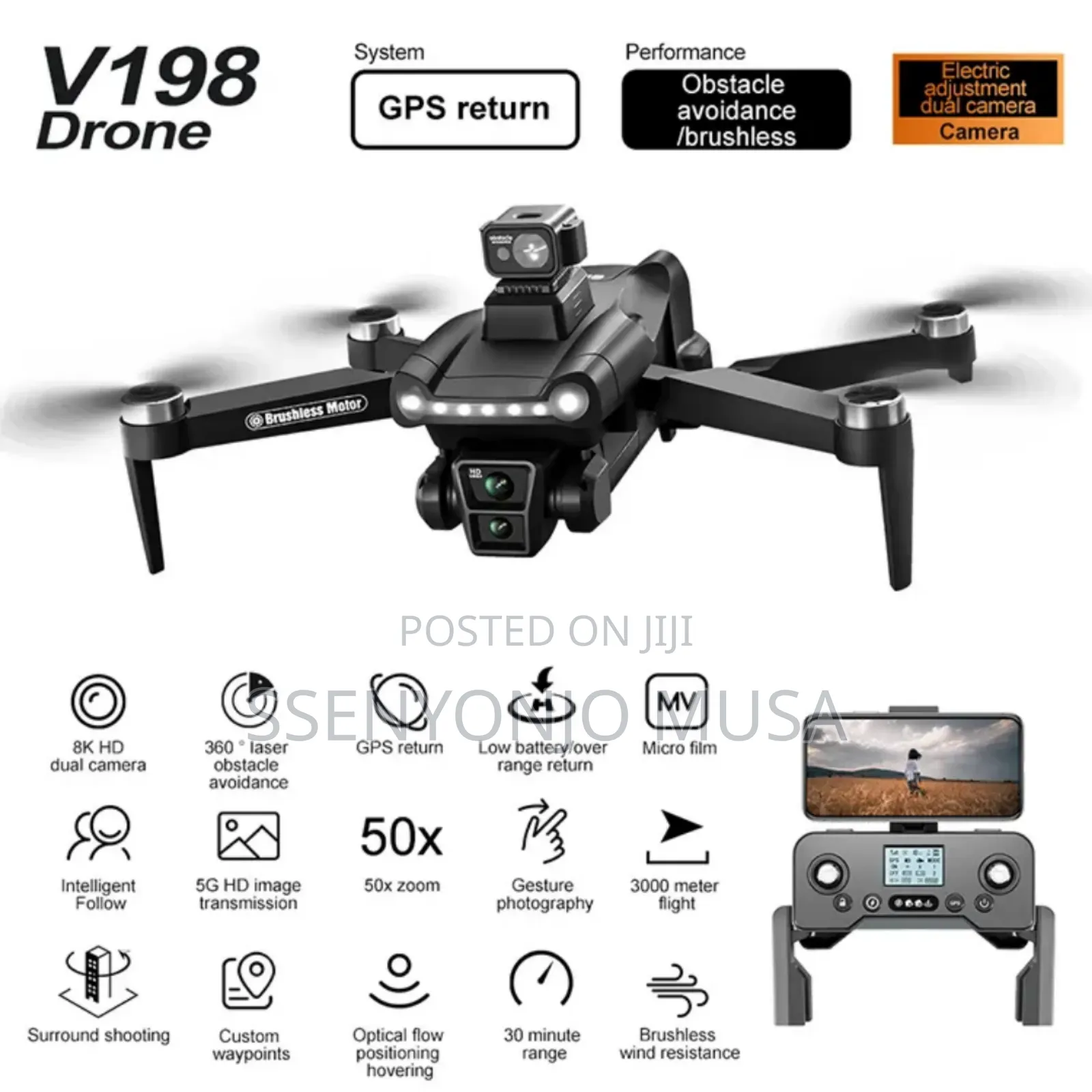 Rc Professional GPS Drone With 3-Axis Gimbal Hd Dual Ca