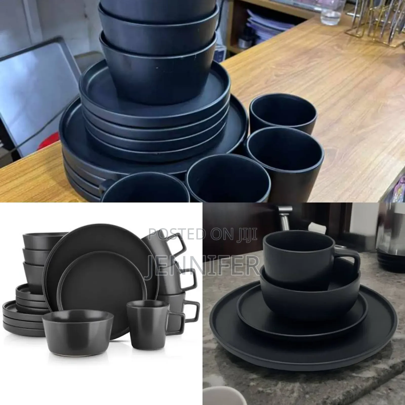 16pcs New Round Dinner Set Black