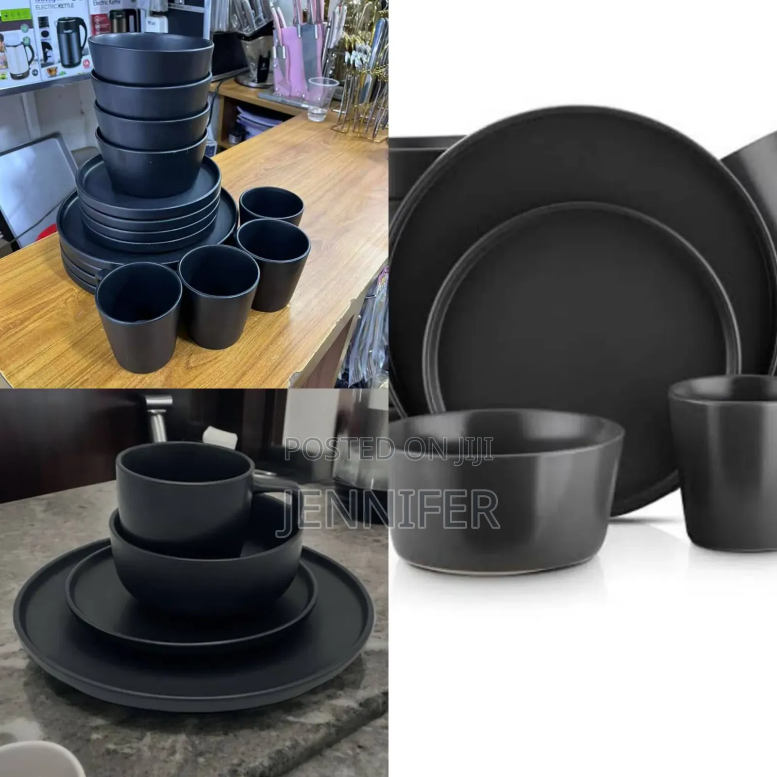 16pcs New Round Dinner Set Black