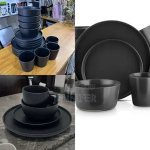 16pcs New Round Dinner Set Black