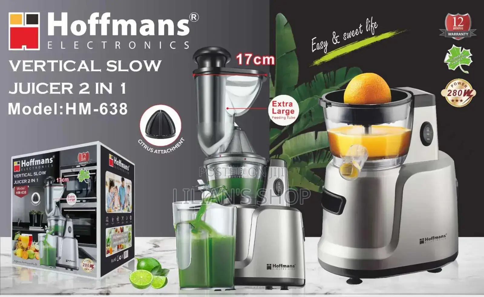 Hoffman Vertical Slow Juicer 2 in 1