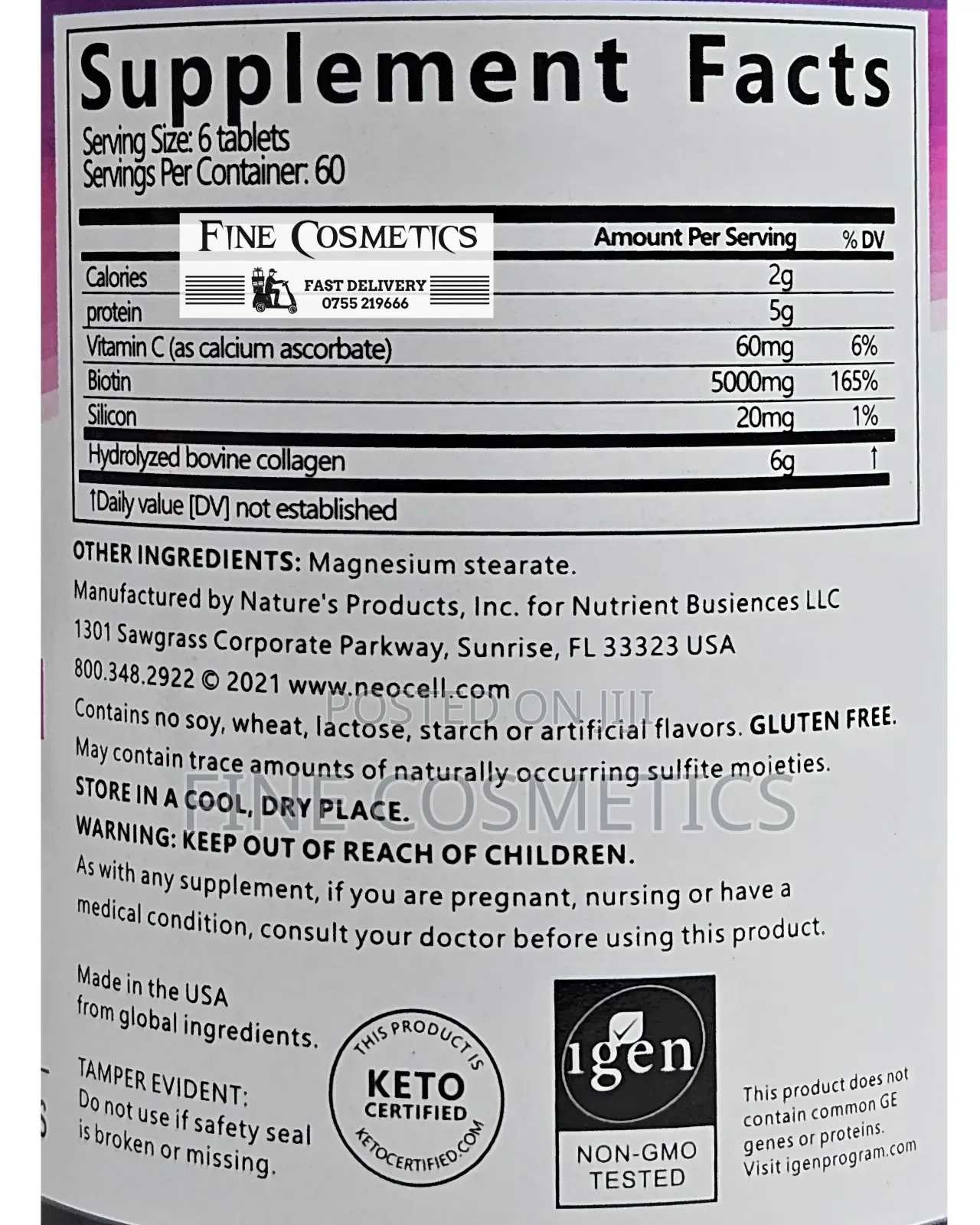 Neocell Super Collagen Biotin Vitamin C Beauty Tablets .250