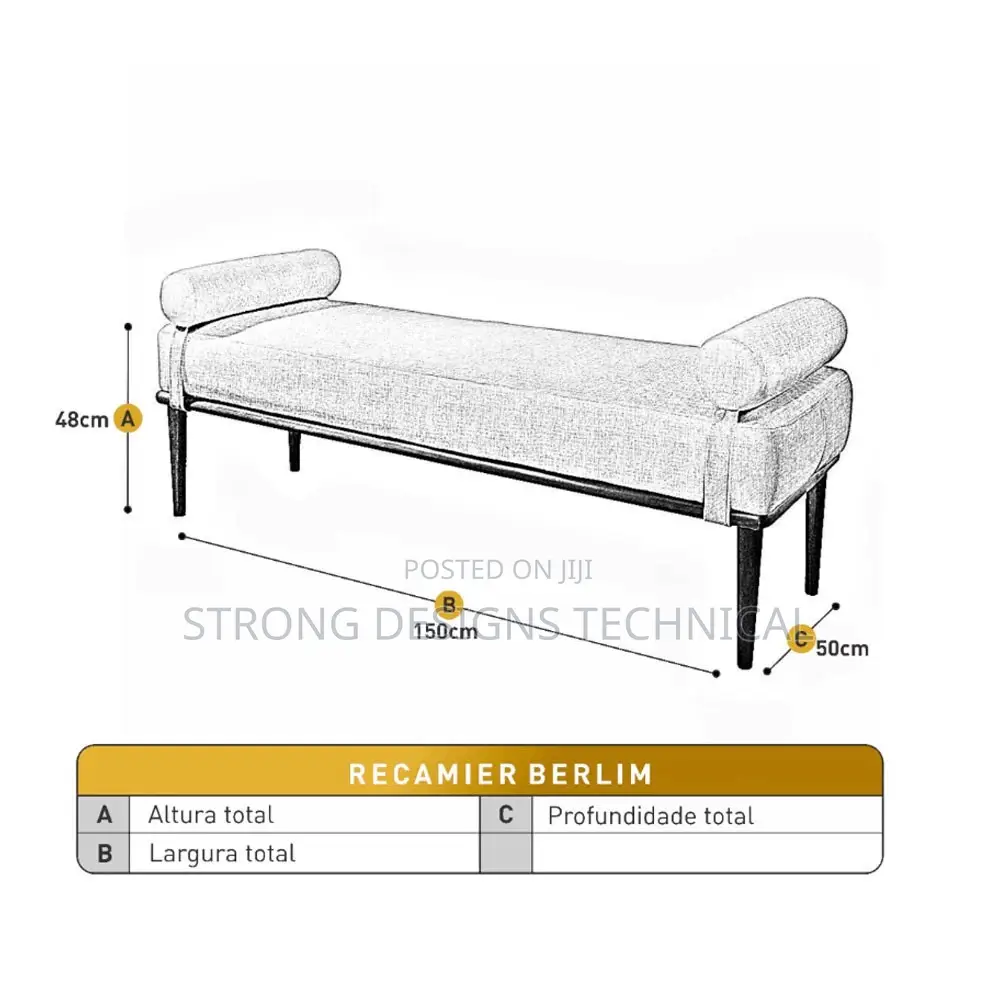 Long Cushioned Bench / Stool / Lounge Chair