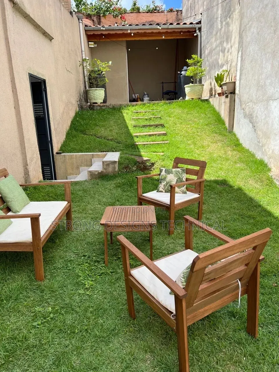Garden / Balcony Set 2 Chairs, 1 Bench and T Table.