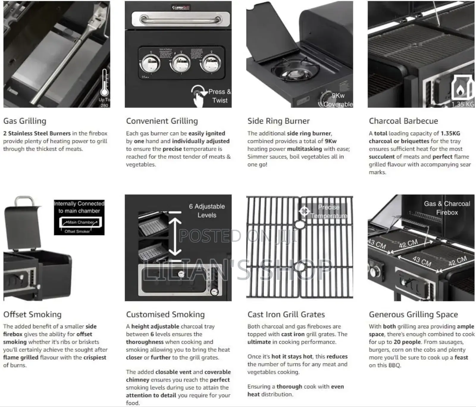 2 in 1 Commercial Luxury Gas Grill + Charcoal Smoker