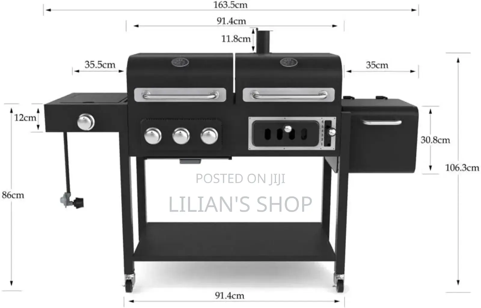 2 in 1 Commercial Luxury Gas Grill + Charcoal Smoker